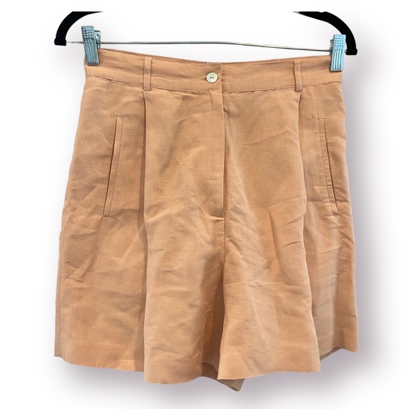 THE LIMITED Vintage Linen Blend Pleated Trouser Shorts High Rise Pink Size 6 - Picture 2 of 6